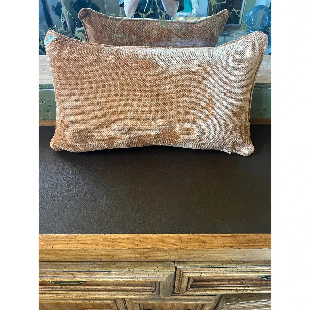 Callisto Home Designer Velvet Lumbar Throw Pillow‎ Neutral Modern Luxury Decor